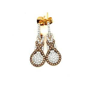 OTC 18K GEP Gold Chocolate White Crystal Drop Earrings Pavé Halo Dangle